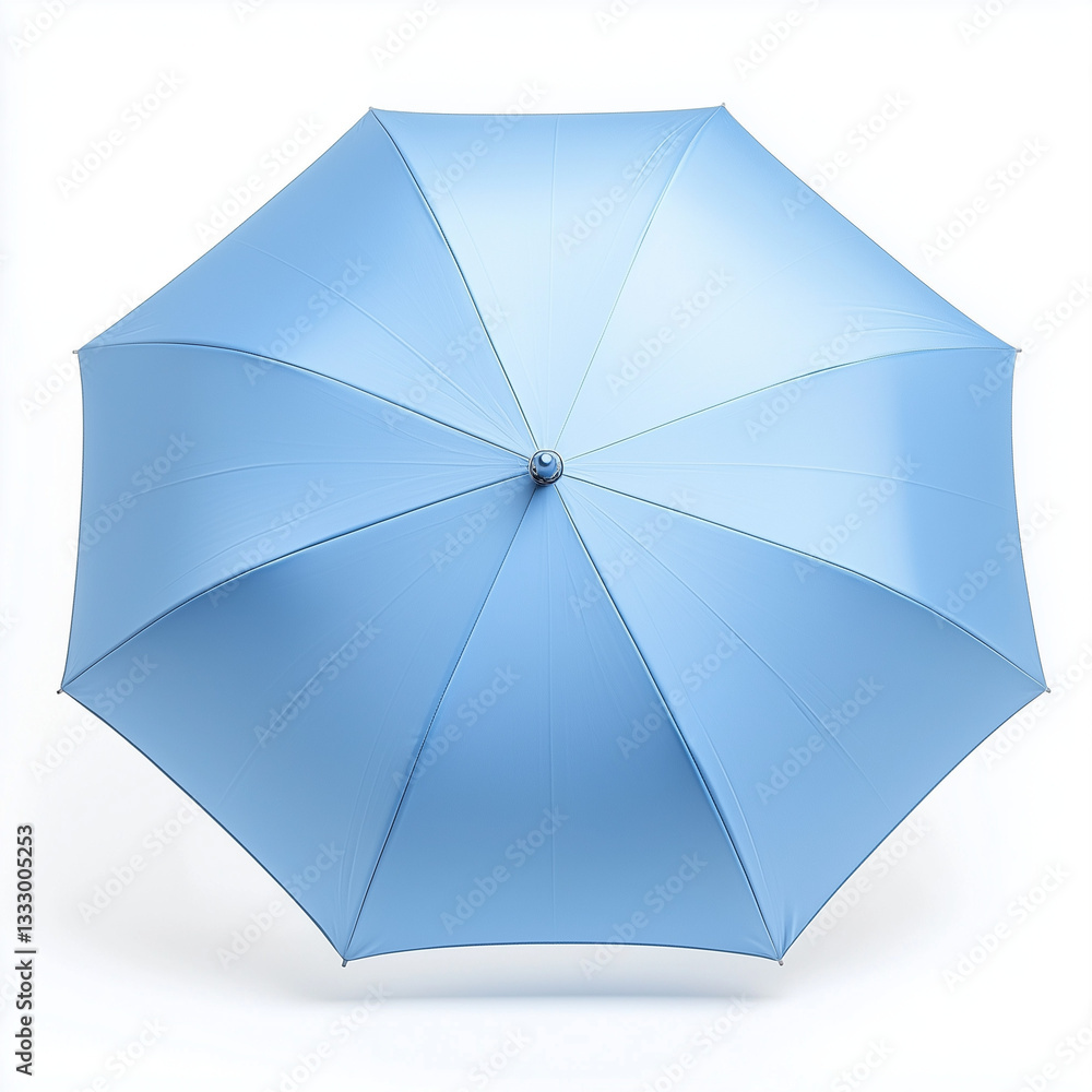 Light blue umbrella opened wide revealing smooth canopy design perfect for vibrant outdoor stock imagery Light blue umbrella opened wide revealing smooth canopy design perfect for vibrant outdoor stock imagery