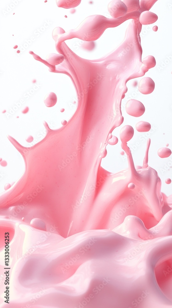 A dynamic splash of pink liquid against a white background, showcasing fluid motion and vibrant color A dynamic splash of pink liquid against a white background, showcasing fluid motion and vibrant color