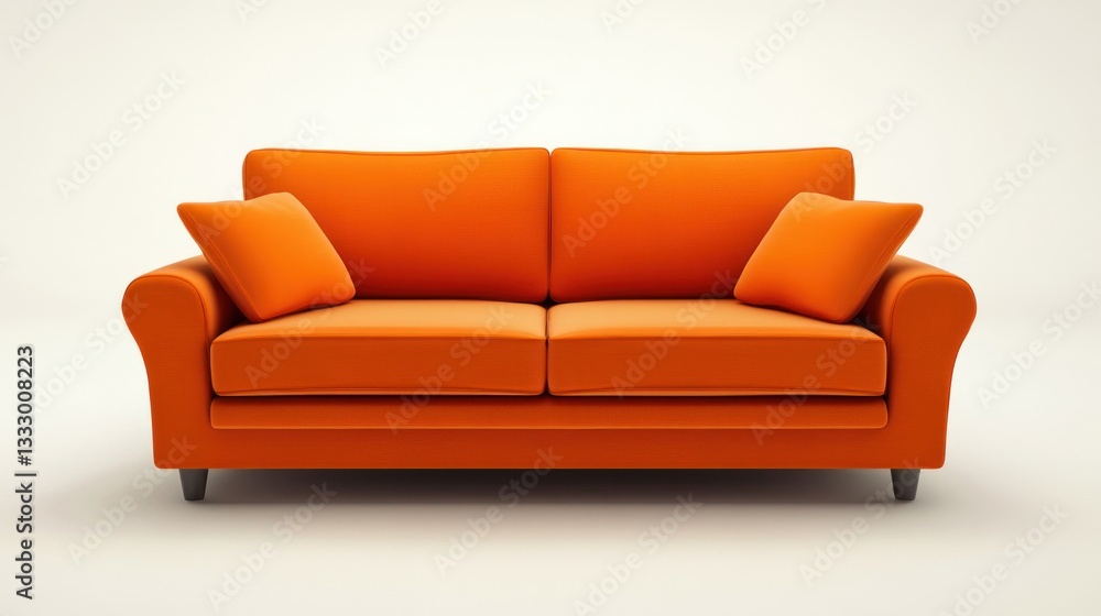 Fototapeta premium Orange Sofa Against White Background