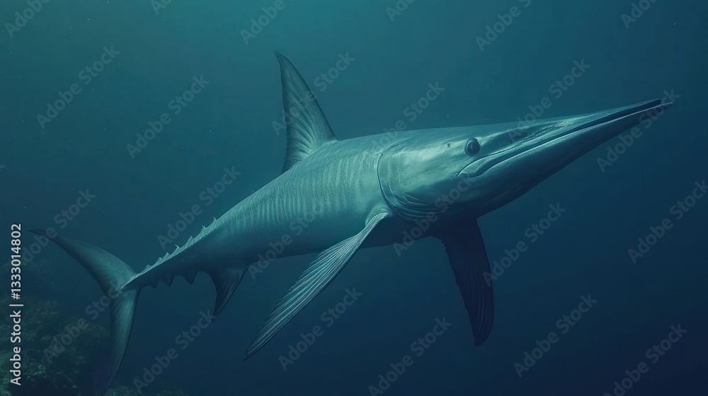 Obraz premium Magnificent wahoo fish gracefully swimming in its ocean habitat deep blue sea