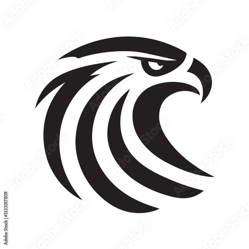 Tribal Eagle Silhouette Bold Black and White Vector Logo	