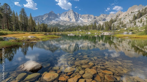 Tranquil reflection of majestic mountains in clear lake eastern sierra nevada nature photography scenic view