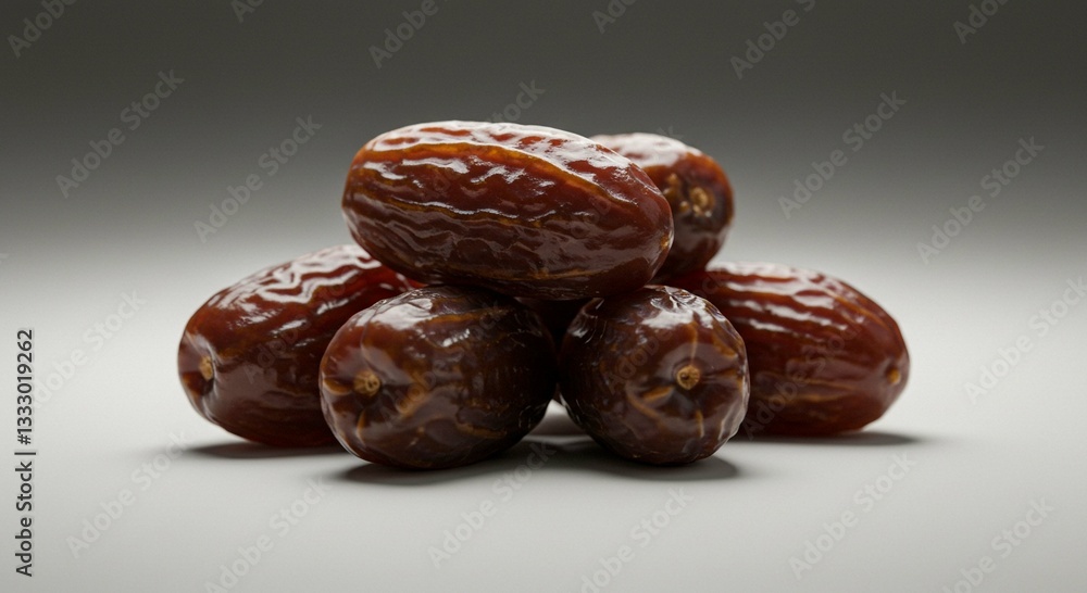 Obraz premium Close up of Sweet Juicy Medjool Dates Delicious Dried Fruit Snack Healthy Food