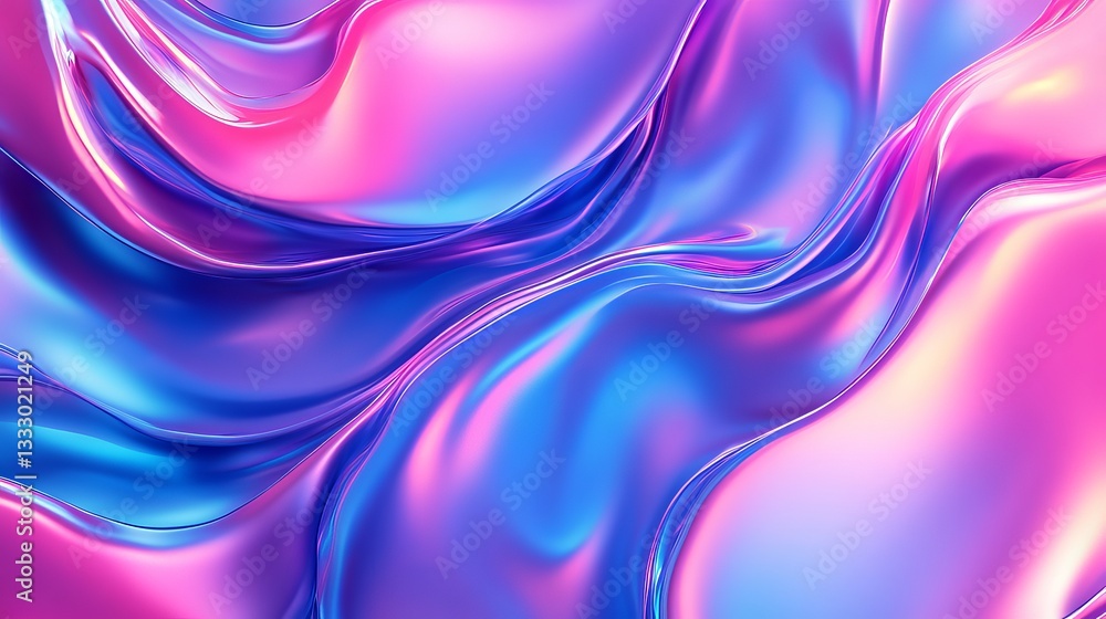 Naklejka premium Abstract Pink Blue Liquid Swirl Background Digital Art Modern Fluid Design Shiny Gradient Texture Smooth Iridescent Waves Elegant Pattern Wallpaper 