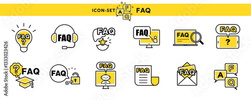 FAQ（よくある質問）のアイコン・イラスト・ピクト素材セット