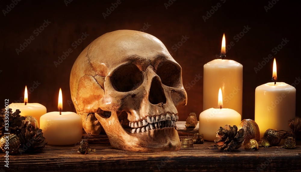 still life with skull and candles still life with skull and candles