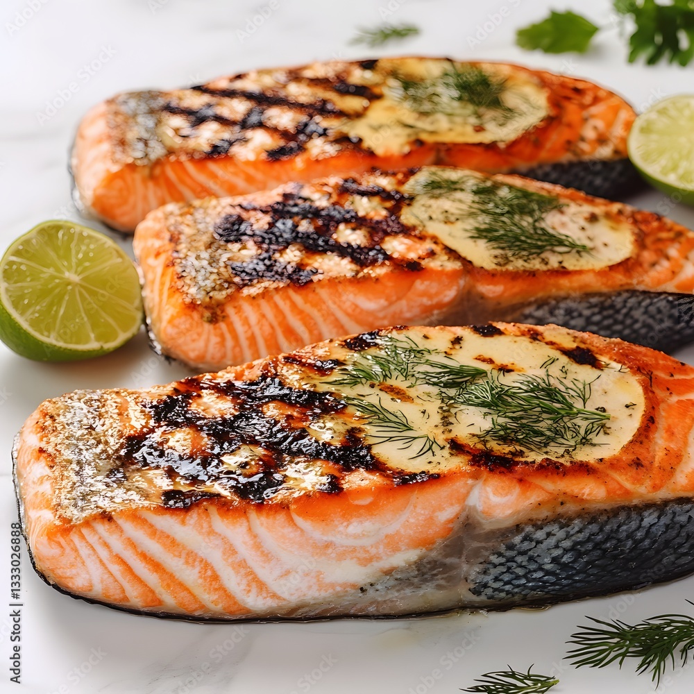 Grilled Salmon Fillets with Dill and Lemon Butter Grilled Salmon Fillets with Dill and Lemon Butter