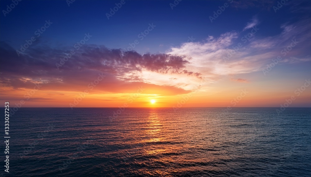 Obraz premium sunset sky over sea in the evening with colorful sunrise