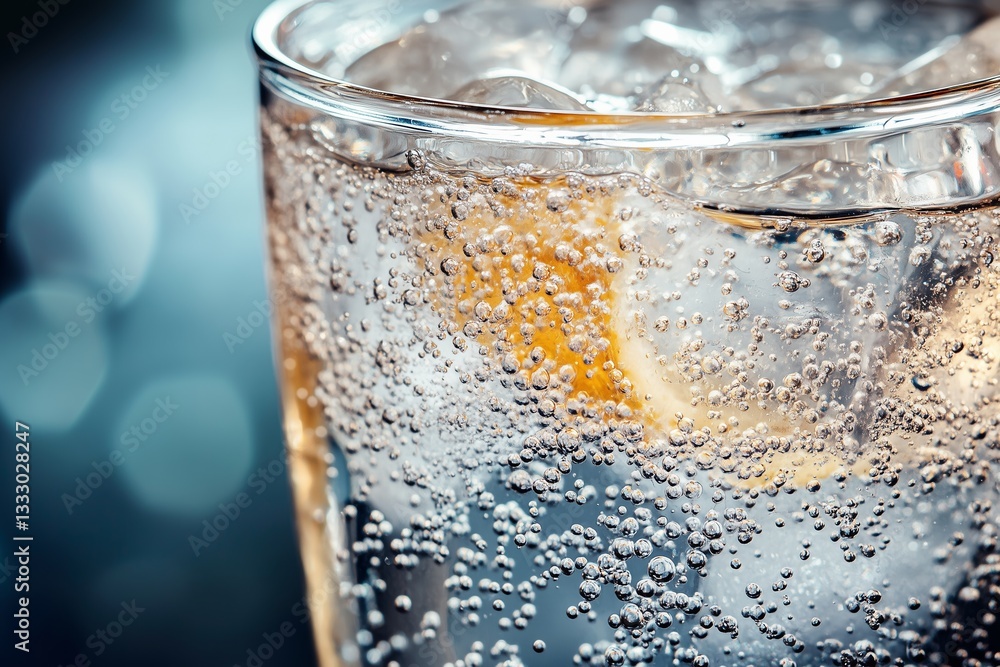 Effervescent soda water with bubbles on white background for refreshing beverage and drink designs Effervescent soda water with bubbles on white background for refreshing beverage and drink designs