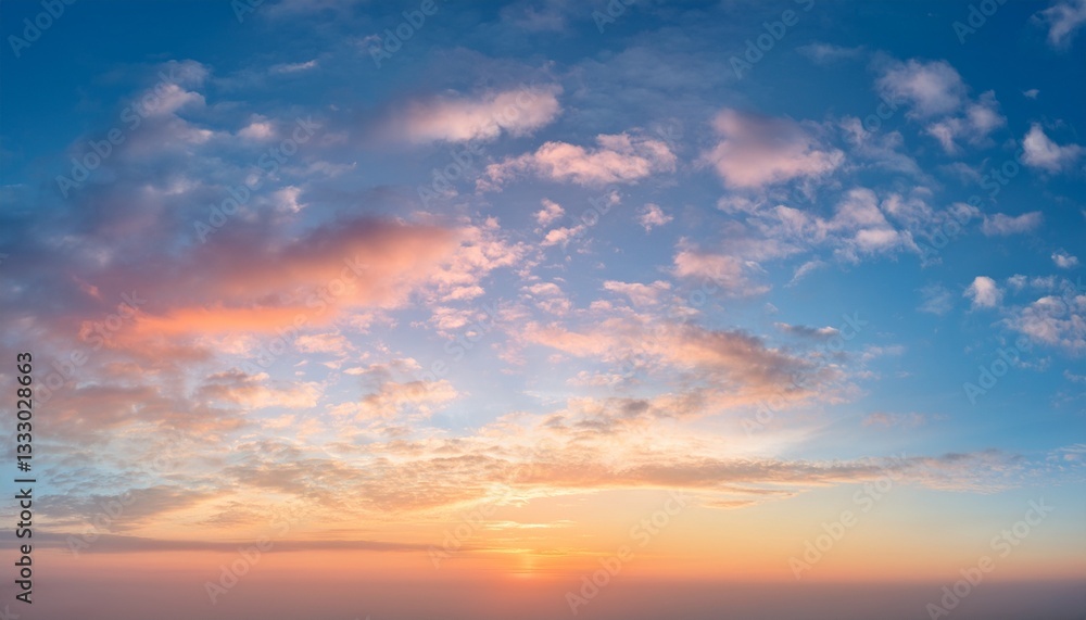 Fototapeta premium background of sunrise sky with gentle colors of soft clouds