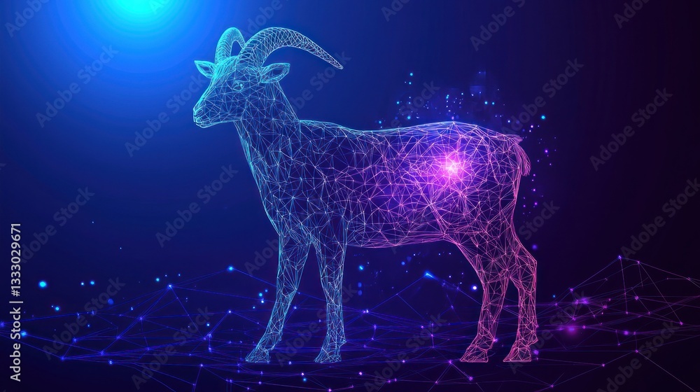 Digital Ram Silhouette on Abstract Background Digital Ram Silhouette on Abstract Background