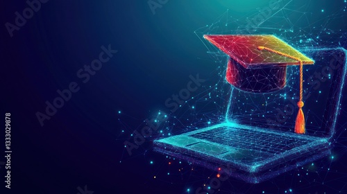 Digital Graduation Cap on Laptop