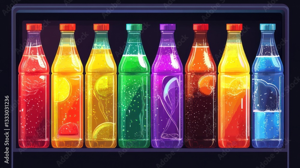 Colorful Soda Bottles in a Vending Machine Colorful Soda Bottles in a Vending Machine