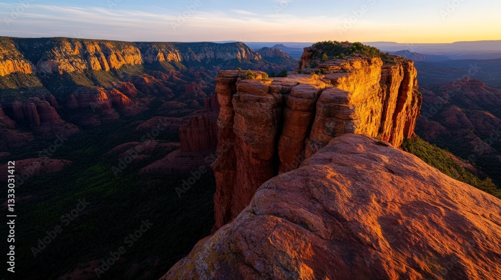 Fototapeta premium Dramatic red rock pinnacle at sunrise