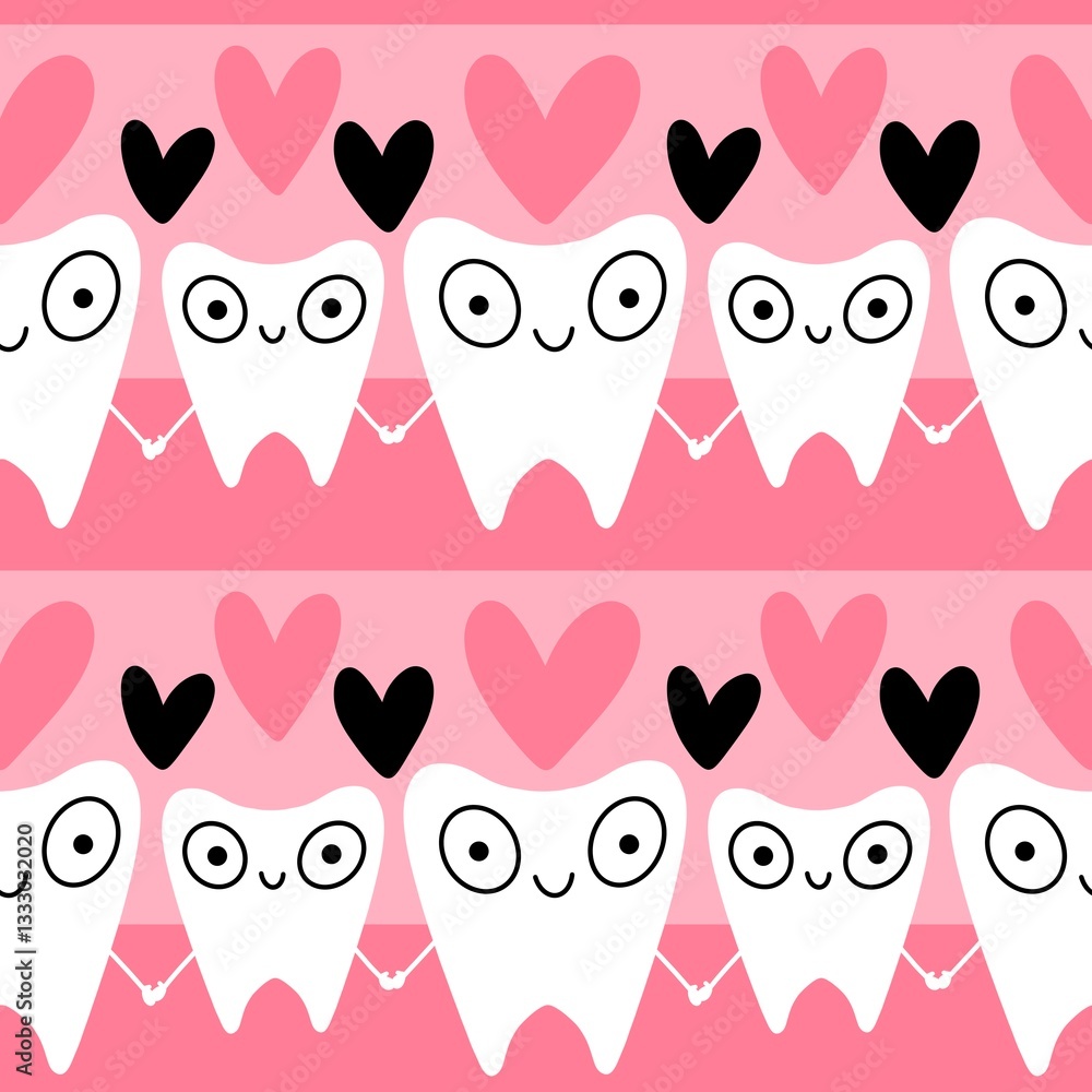 Fototapeta premium Medicine seamless teeth pattern for wrapping paper and fabrics and linens