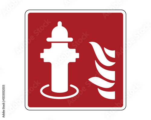 Underground Fire Hydrant Sign, Fire Protection Equipment Sign - High Quality Vector Stock Image