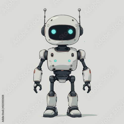 Cute Robot Character Design Illustration. Vector image