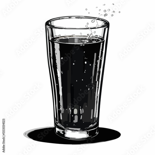 Fizzy Drink in Glass with Bubbles. Vector image