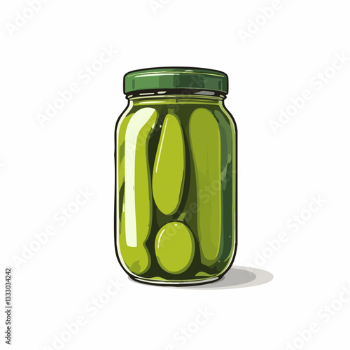 Glass Jar of Pickled Cucumbers. Vector image