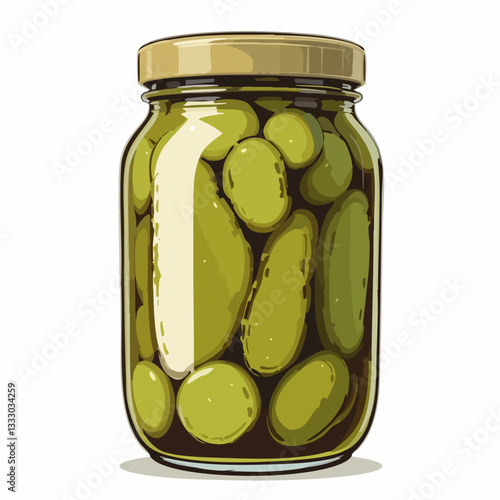 Glass Jar of Pickled Vegetables. Vector image