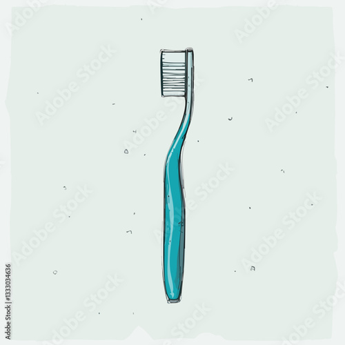 Hand Drawn Illustration of a Toothbrush. Vector image