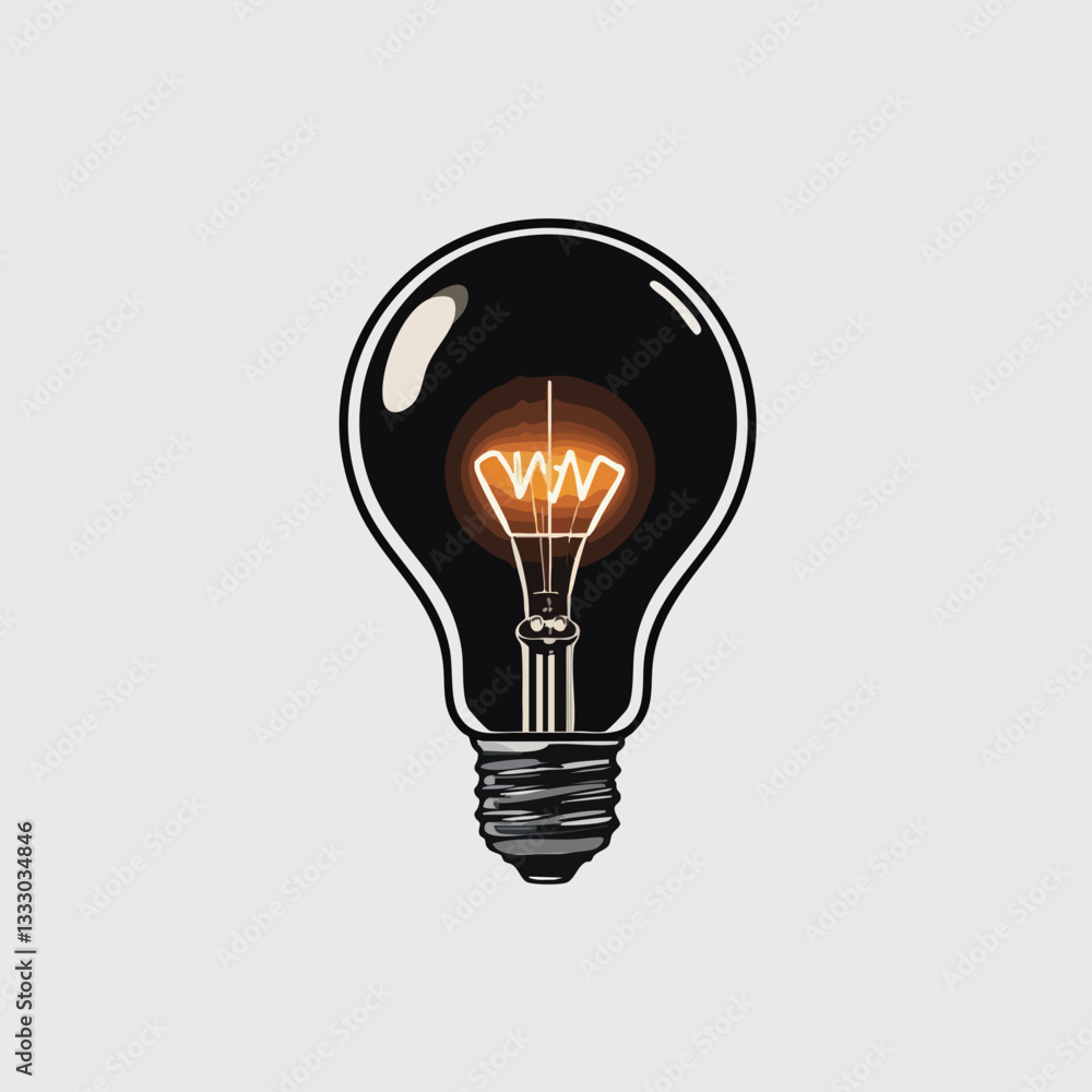 Illuminated Glass Lightbulb Vector Illustration. Vector image Illuminated Glass Lightbulb Vector Illustration. Vector image