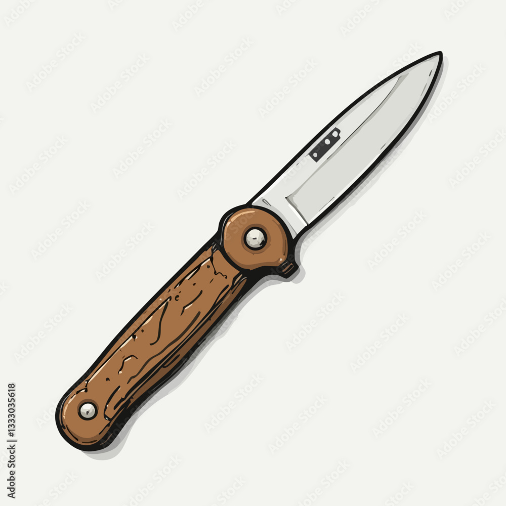 Pocket Knife with Wooden Handle Illustration. Vector image Pocket Knife with Wooden Handle Illustration. Vector image