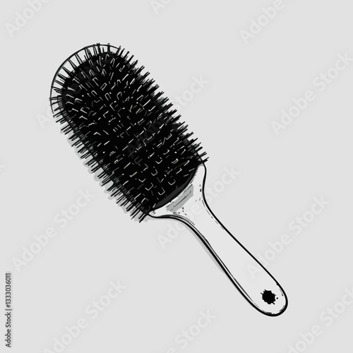 Sketch of a paddle hairbrush. Vector image
