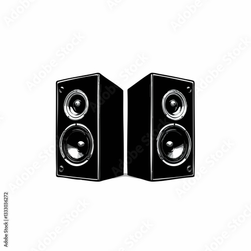 Stereo Speakers Audio System Illustration. Vector image