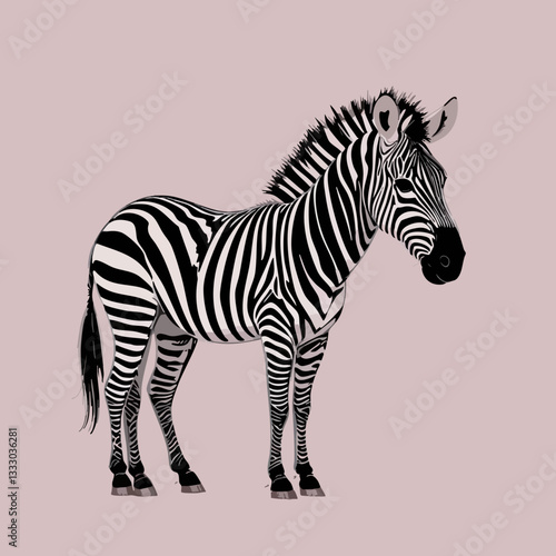 Striped Equine Animal Illustration. Vector image