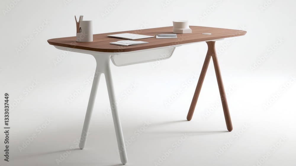 Fototapeta premium Minimalist work desk with a spacious top, perfect for home and corporate offices