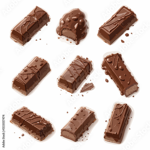 Assorted Chocolate Bars and Confections. Vector image