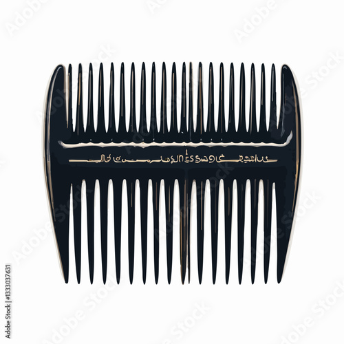Black Plastic Wide-Tooth Comb Illustration. Vector image