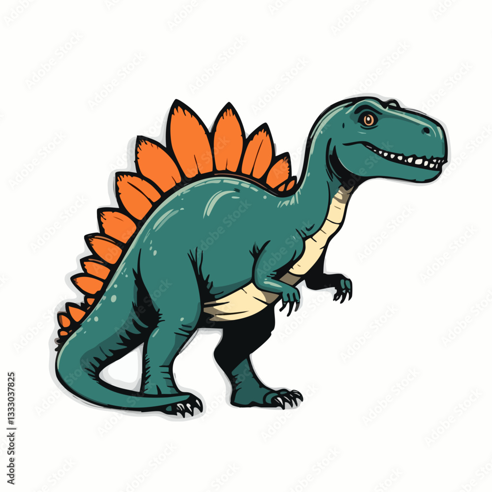 Fototapeta premium Cartoon Spiked Dinosaur Illustration Vector Graphic. Vector image