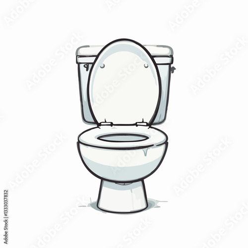 Cartoon illustration of a toilet bowl with open lid. Vector image