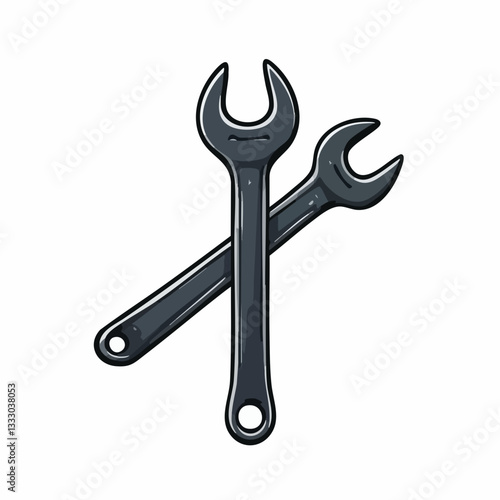 Crossed Wrenches Repair Tools Illustration. Vector image