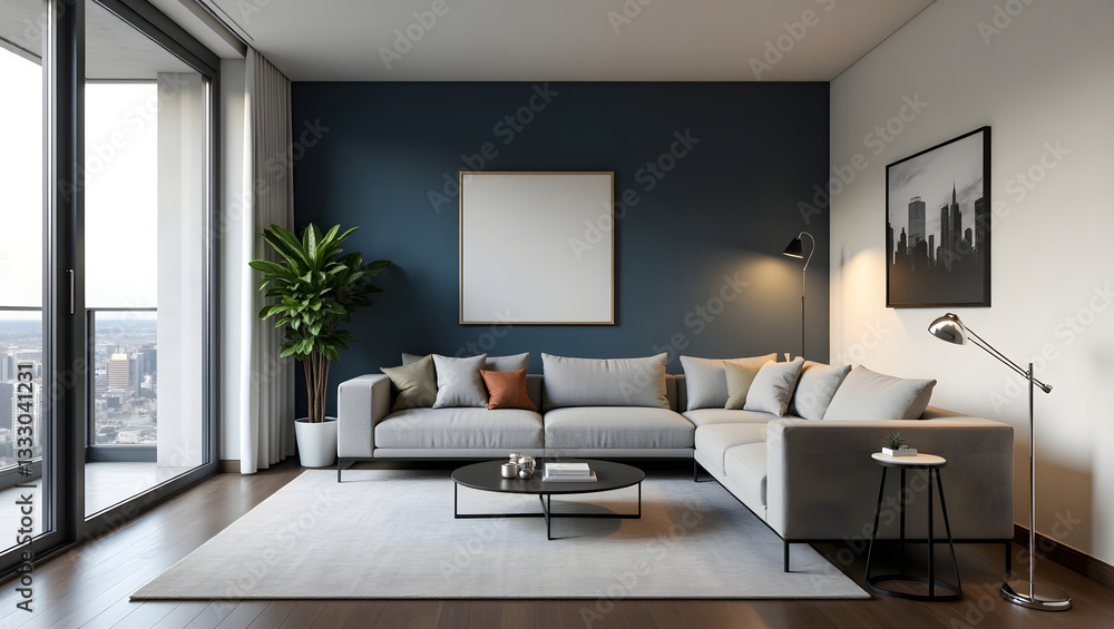 Fototapeta premium Elegant open space living area design high resolution photo