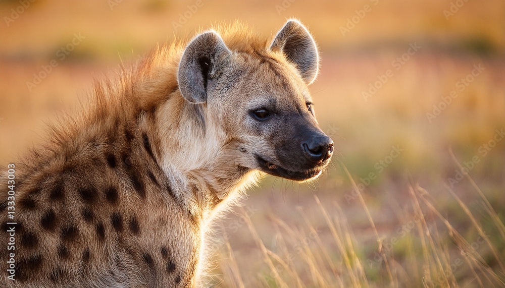 portrait of a spotted hyena in the savannah portrait of a spotted hyena in the savannah