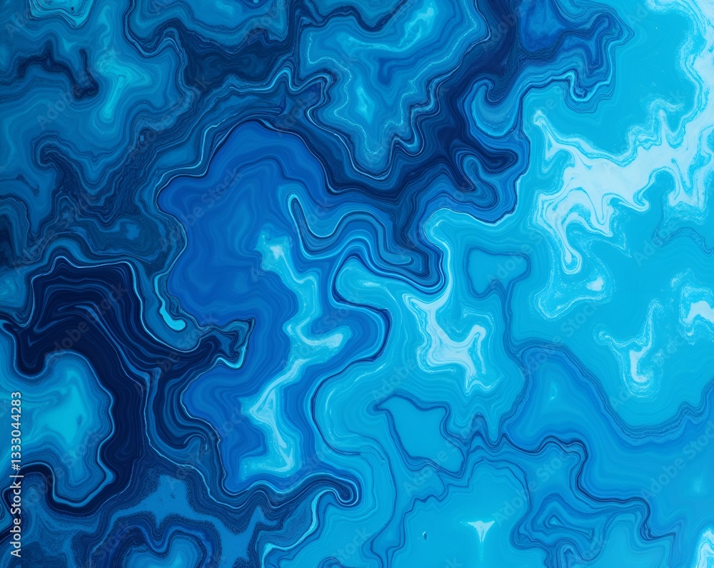 Fluid abstract art with blue shades and white highlights creating a marbled effect and tranquil composition Fluid abstract art with blue shades and white highlights creating a marbled effect and tranquil composition