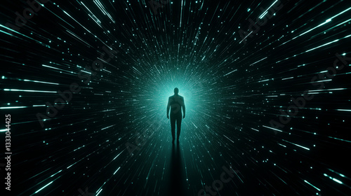 Digital Human Mind Visualization with Futuristic AI Interface  
