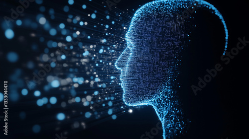 Digital Human Mind Visualization with Futuristic AI Interface  
