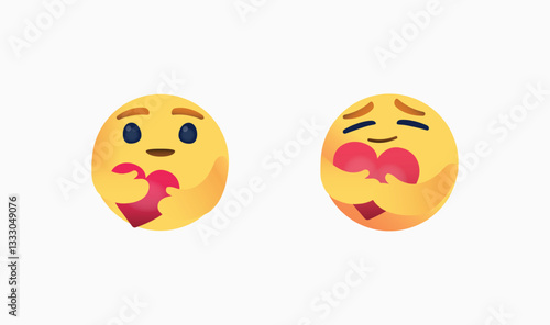 Popular Social Media  emoji Empathetic reaction " Care" Hugging heart. Vector Eps 10. Detailed emoji. Social networking service