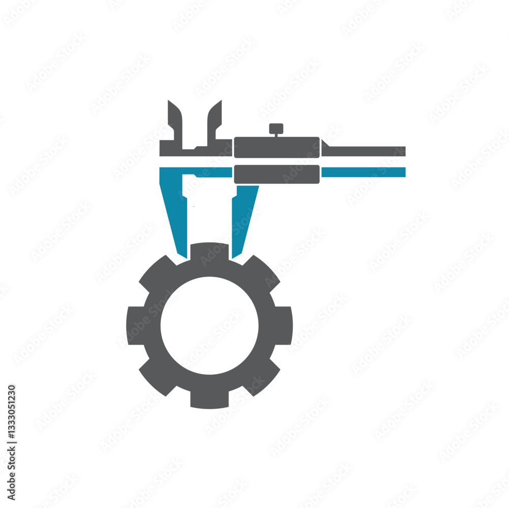 vernier calipers combined with gear, vector art. vernier calipers combined with gear, vector art.