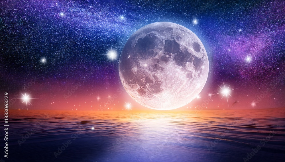 full moon with stars at colorful night sky full moon with stars at colorful night sky
