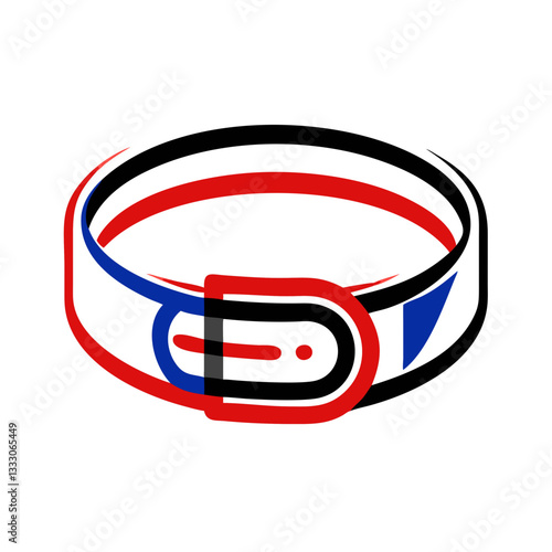 Belt icon with red and blue design, fashion accessory concept
