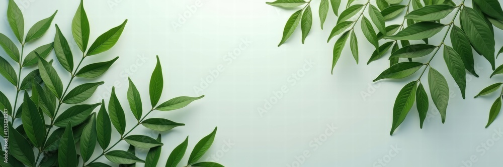 Lush green leaves elegantly frame a soft background, perfect for eco-friendly designs, wellness branding, or nature-inspired themes. Lush green leaves elegantly frame a soft background, perfect for eco-friendly designs, wellness branding, or nature-inspired themes.
