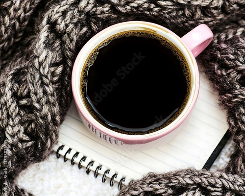 Cozy Coffee for Notebook, Winter Scarf.