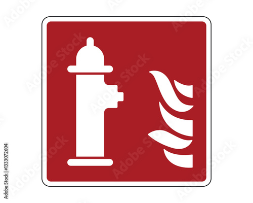 Hydrant with Storz Sign, Fire Protection Equipment Sign - High Quality Vector Stock Image