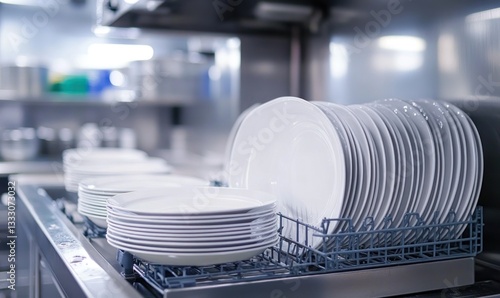 Clean Plates in a Commercial Dishwasher