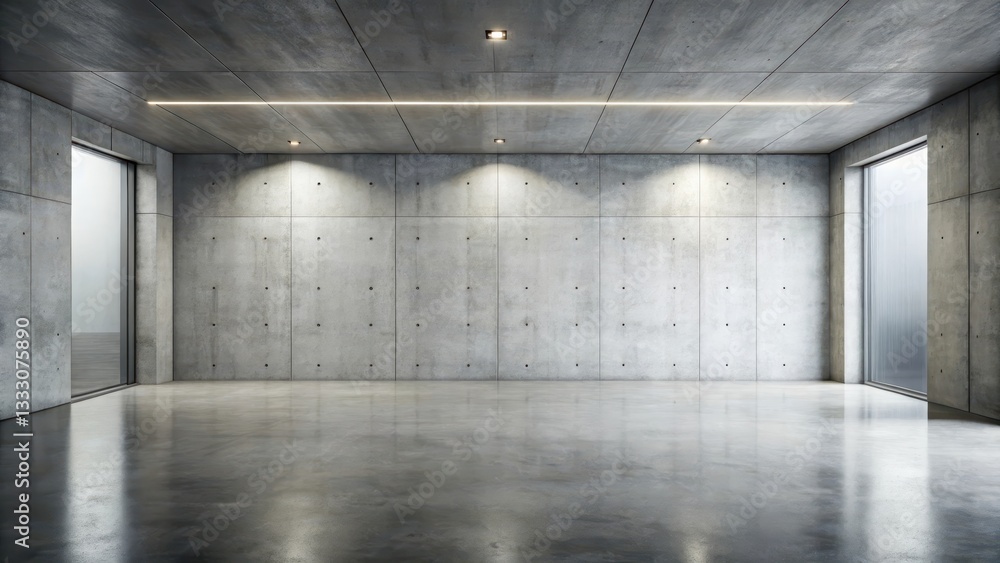 Modern concrete room with minimalist floor and sleek wall background , clean lines, concrete